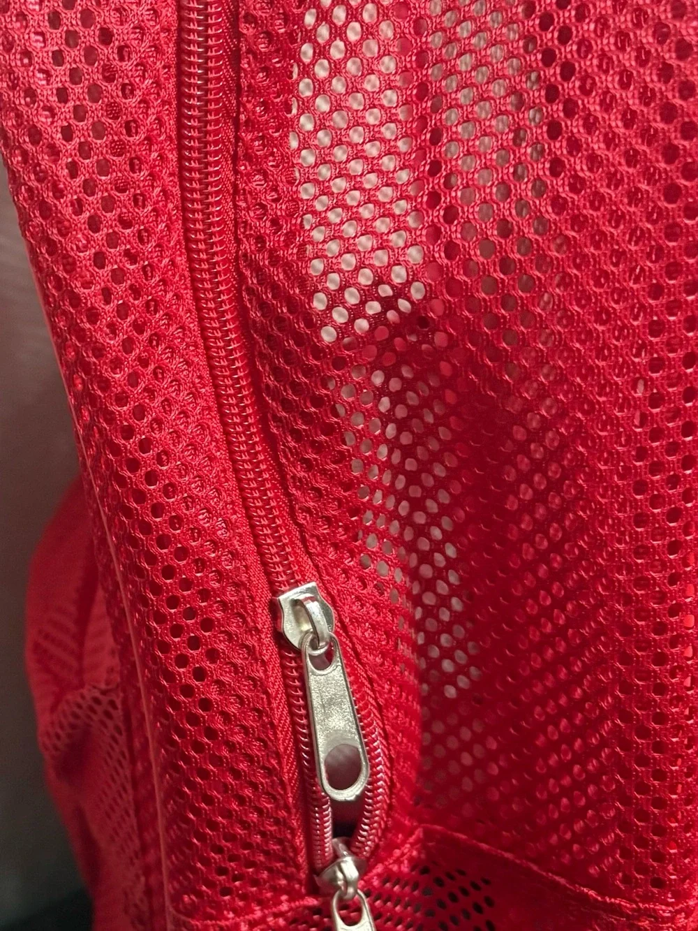 Red Mesh Backpack with Front Zip Pocket - Women’s Backpack